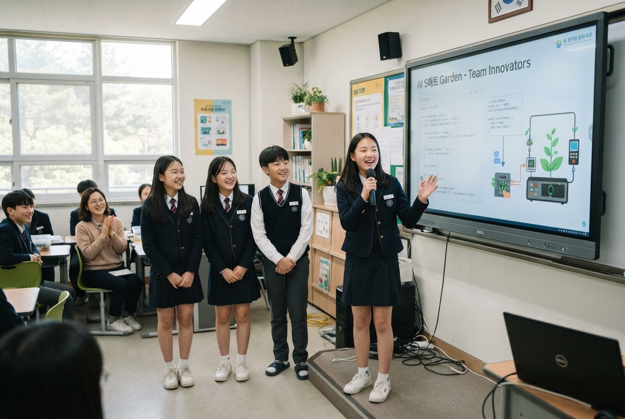 교실에서 학생이 발표하는 교육 현장